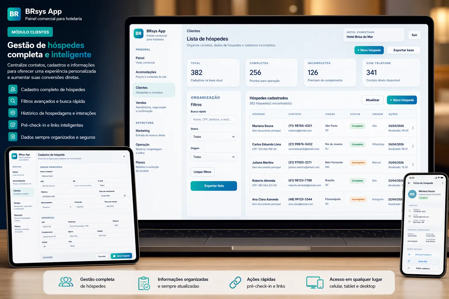 Gestão de hóspedes e clientes